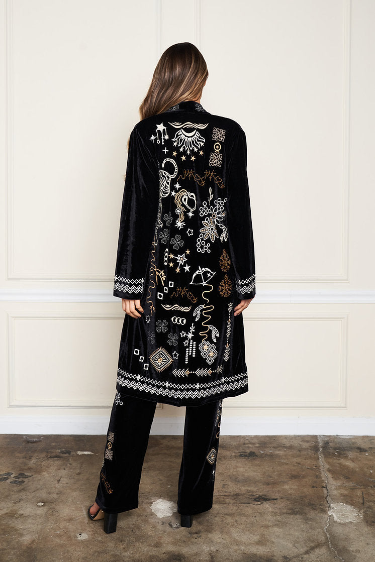Velvet Embroidered Duster