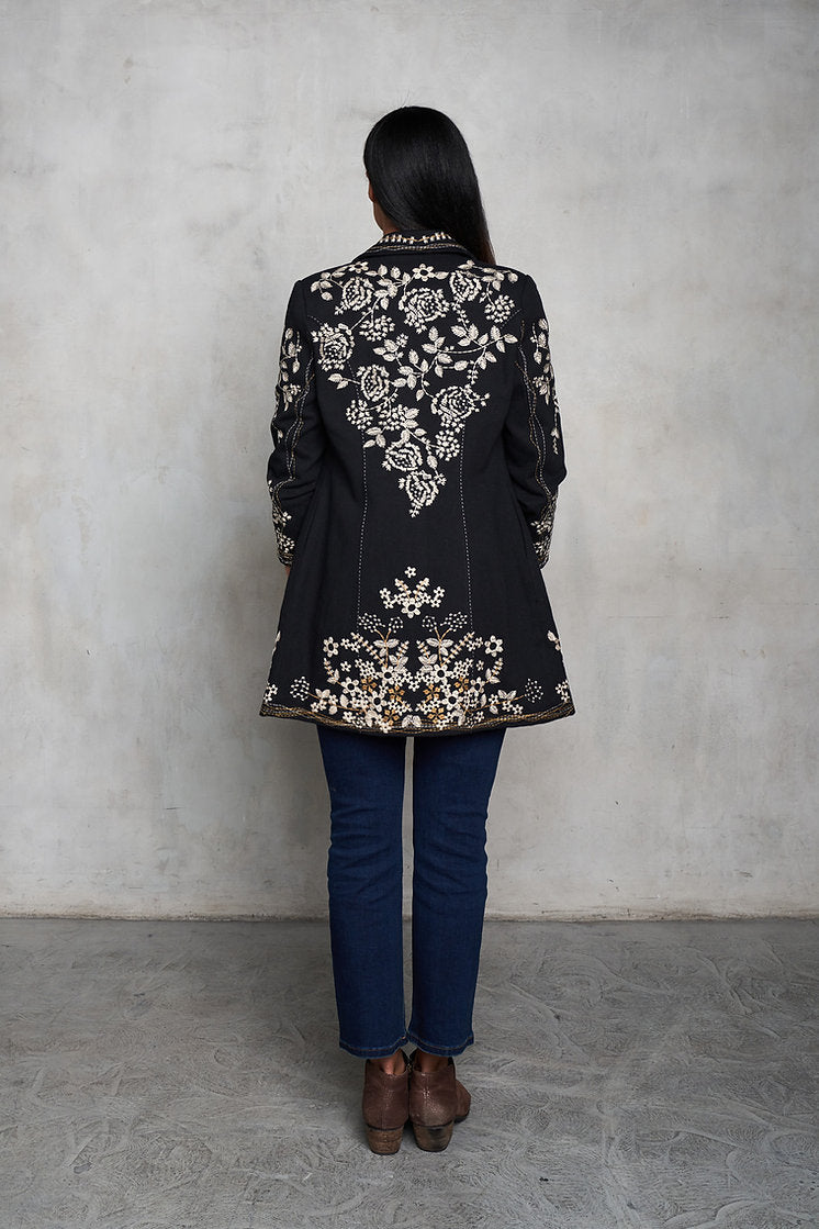 Twill Coat with Embroidery