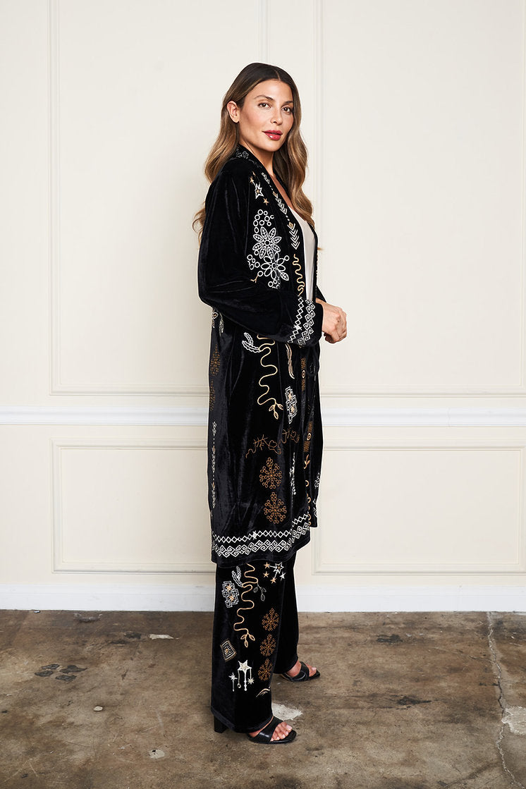 Velvet Embroidered Duster