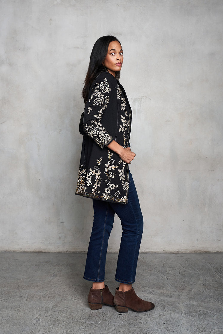 Twill Coat with Embroidery