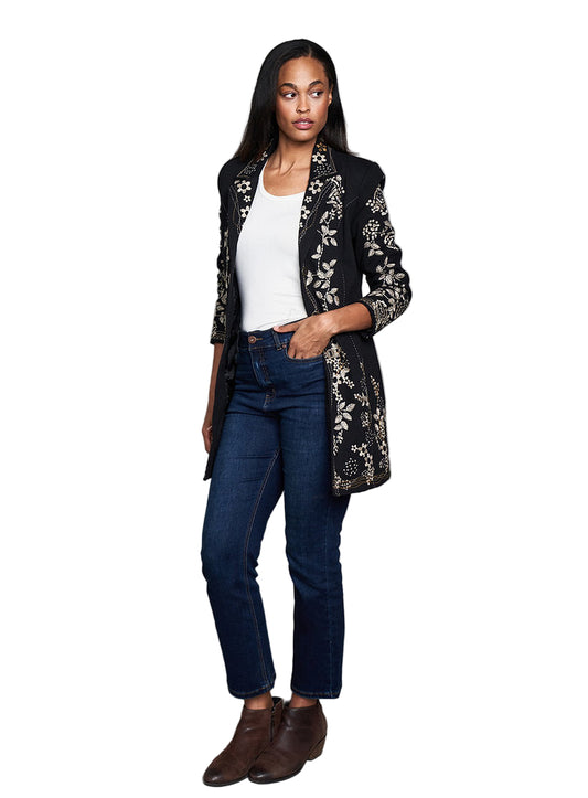 Twill Coat with Embroidery