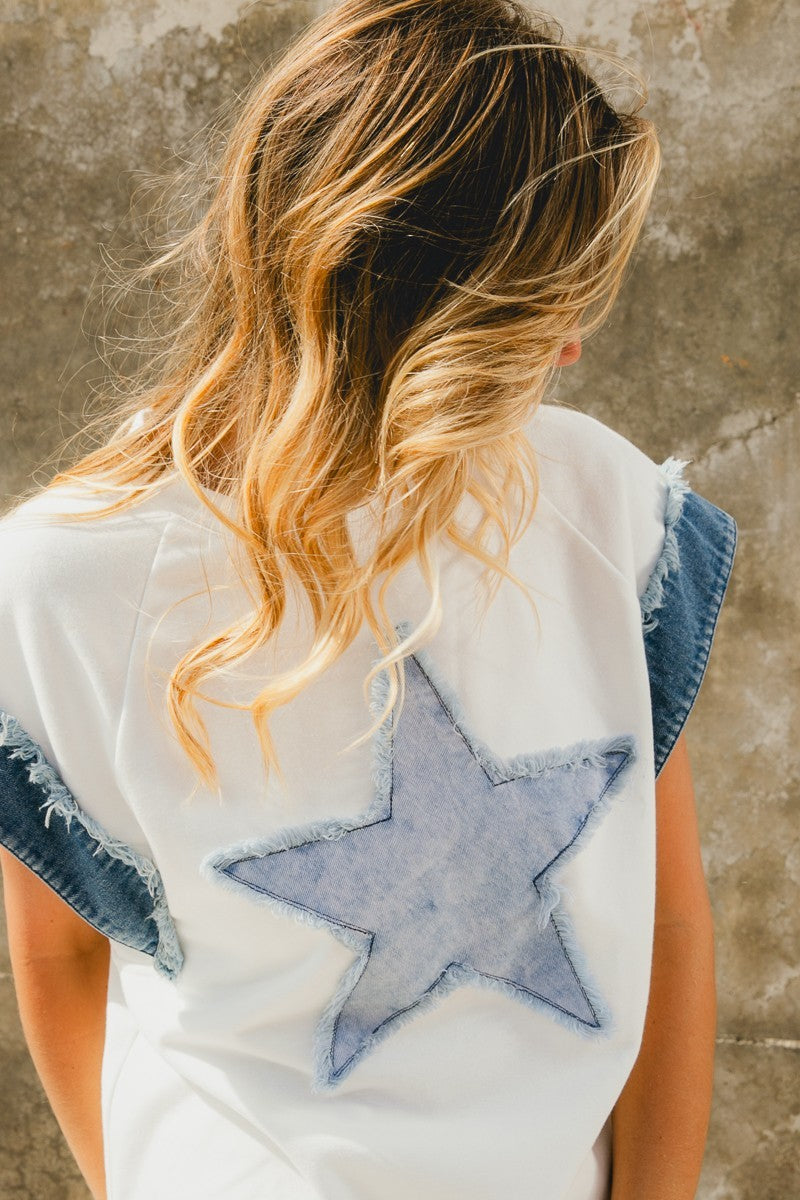 Cap Sleeve Top with Star Patch