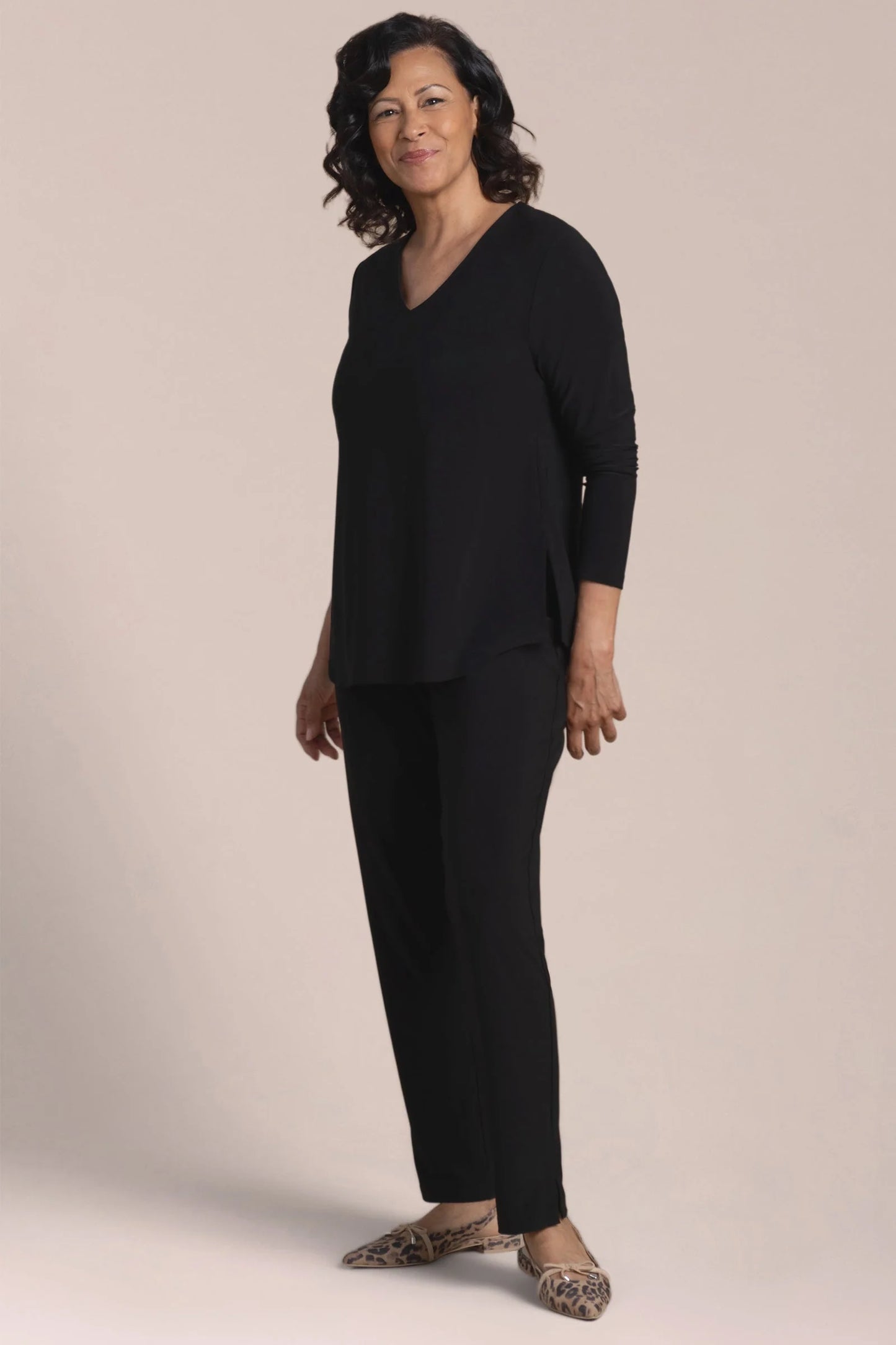 Go To Soft V-Neck Top, 3/4 Sleeve