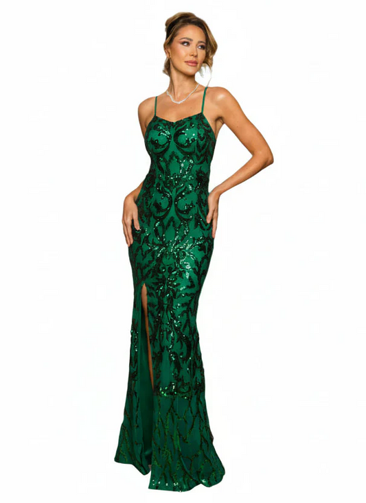 Sequin Open Back Maxi Dress