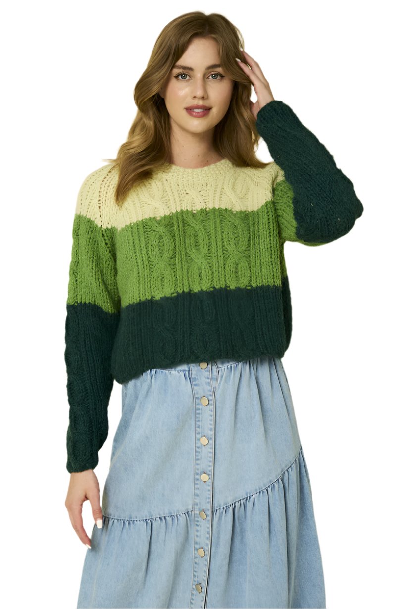 Long Sleeve Color Block Sweater