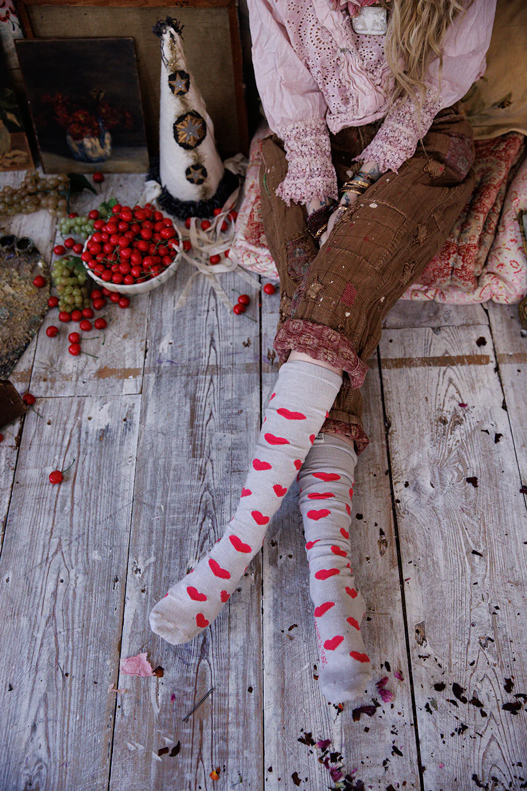 Candy Heart OTK Socks