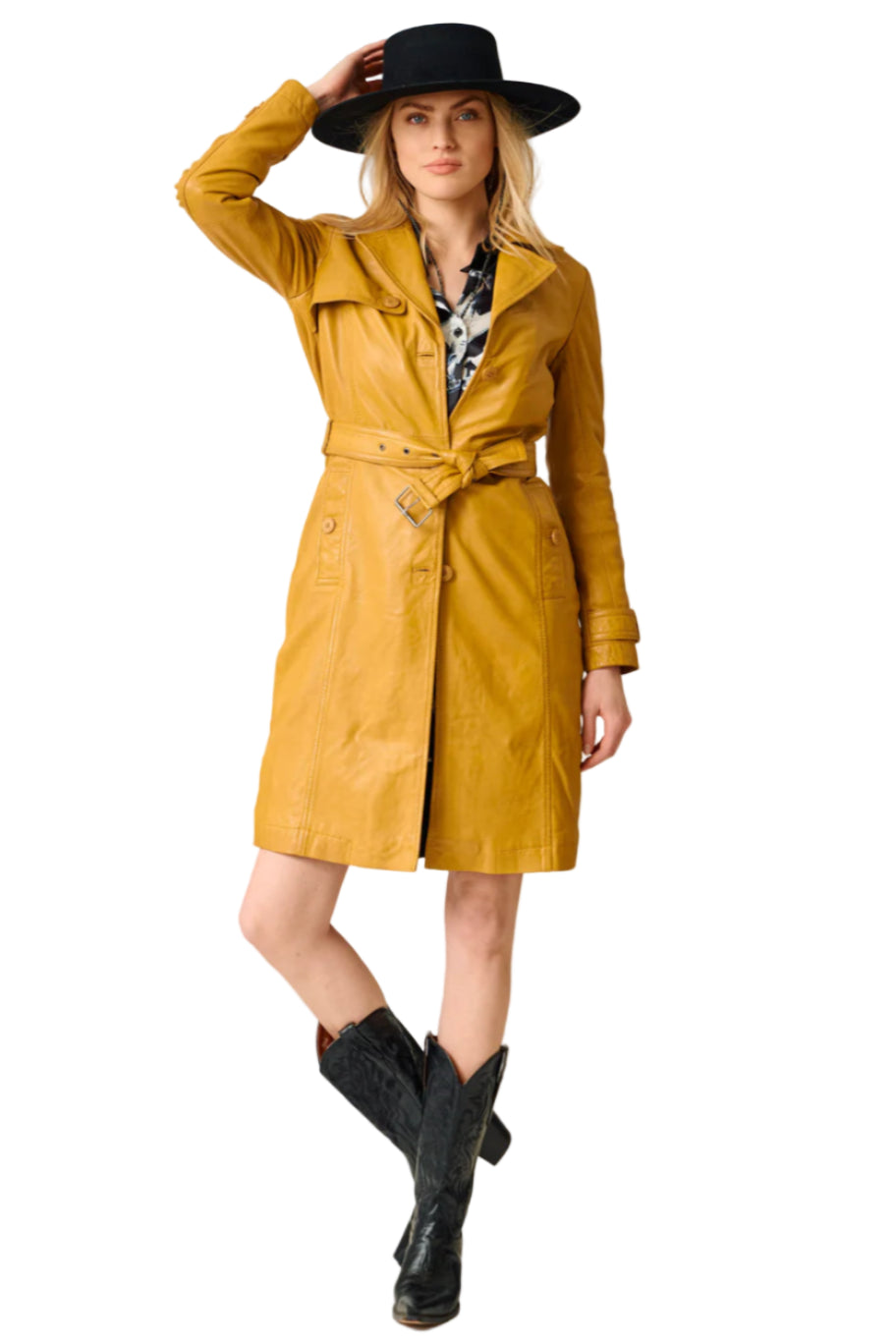 Leah CF Leather Trench Coat