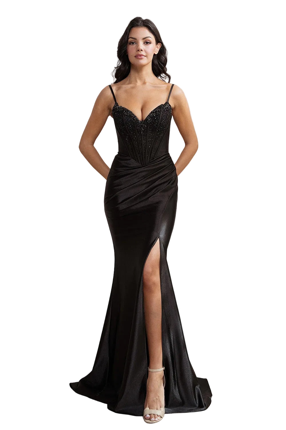 Lace Back Dress Applique Body with Boning