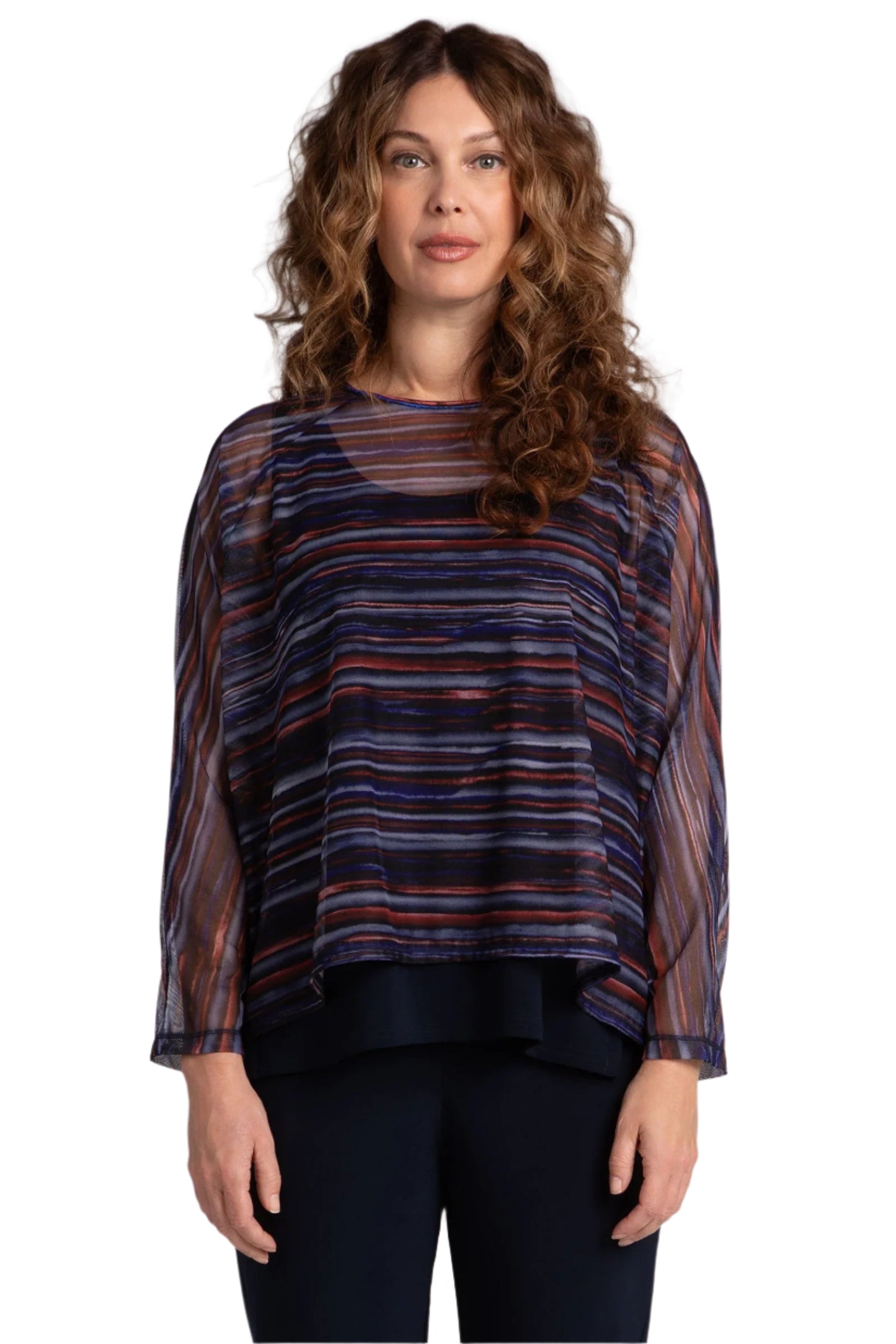 Raglan Cinch Top, Printed Mesh