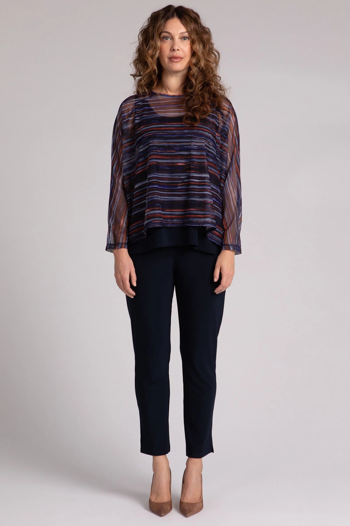 Raglan Cinch Top, Printed Mesh
