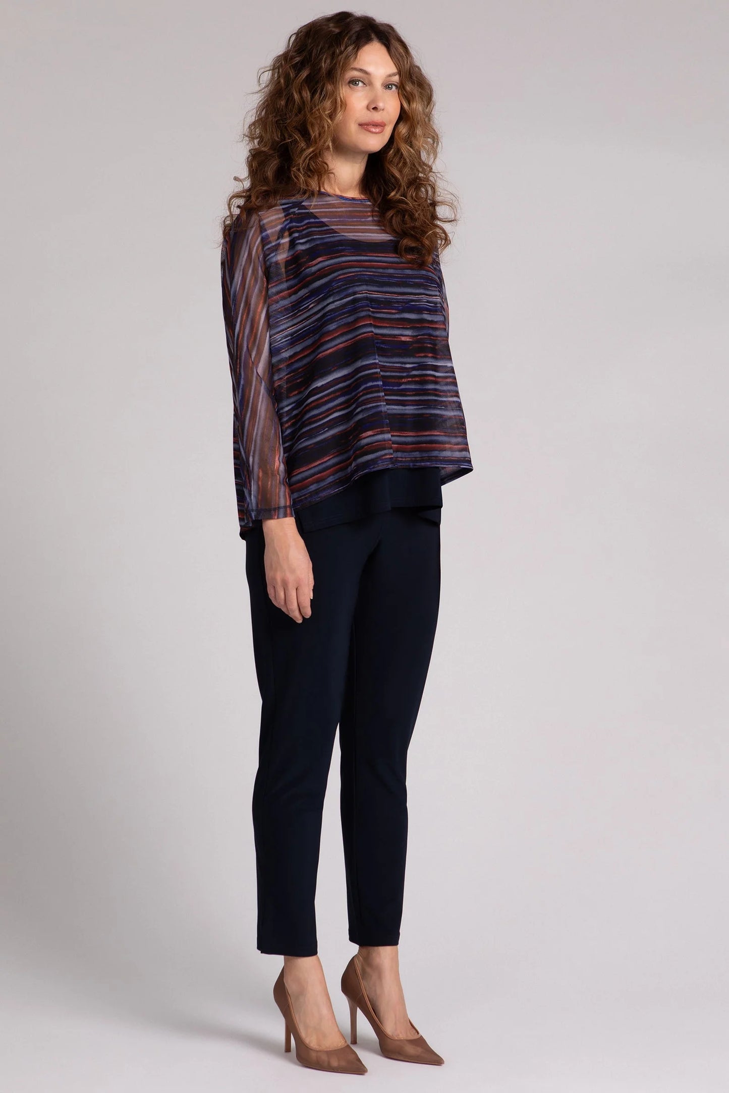 Raglan Cinch Top, Printed Mesh