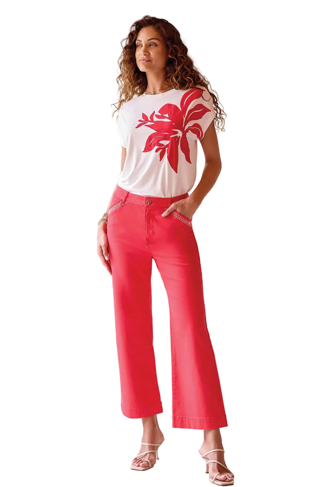 Comfort Stretch Kick Flare Pants W Topstitch Pockets