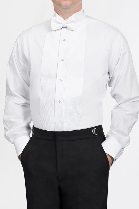 Pique Wing Collar Shirt White