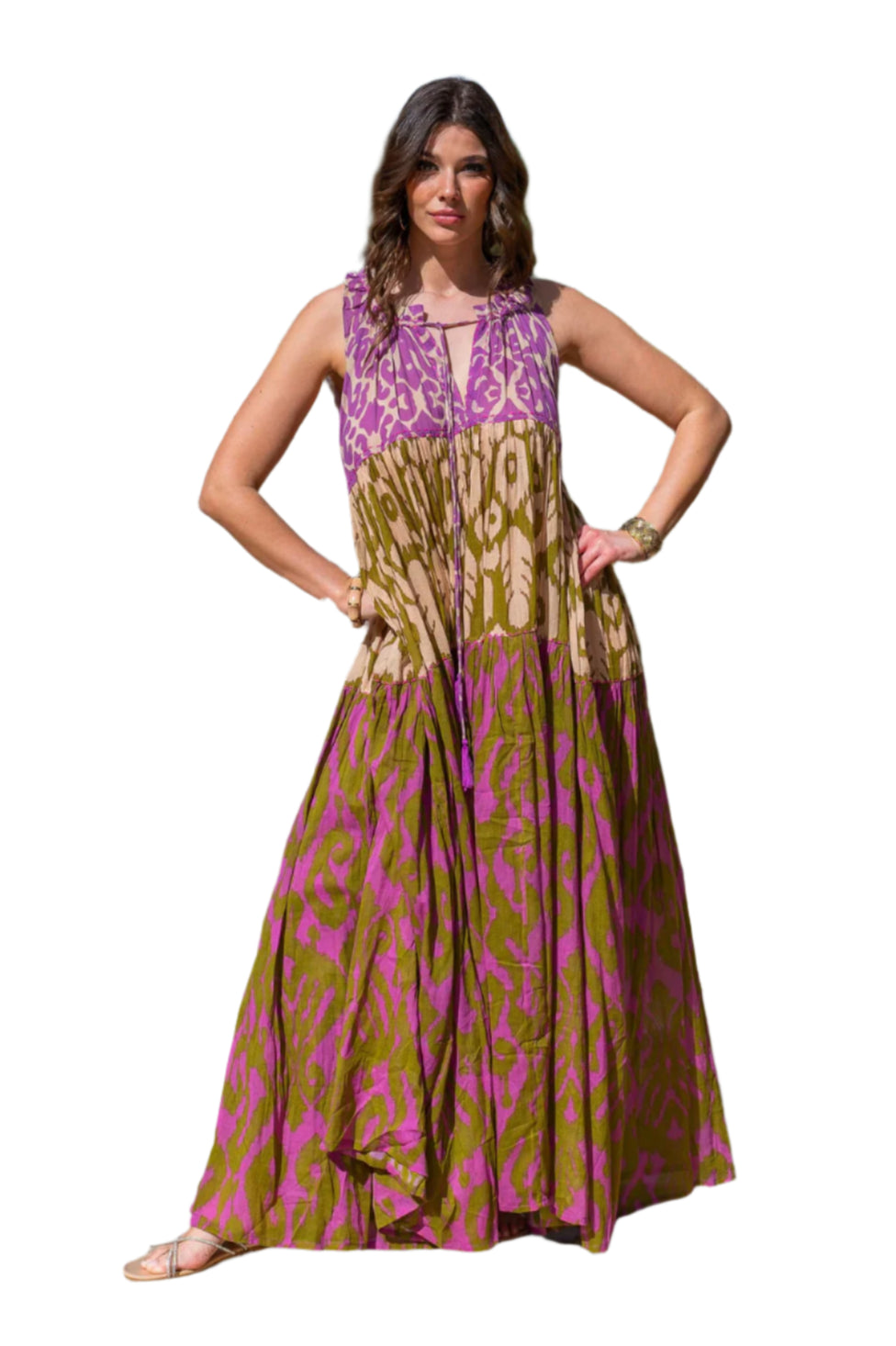 Sleeveless Long Print Dress