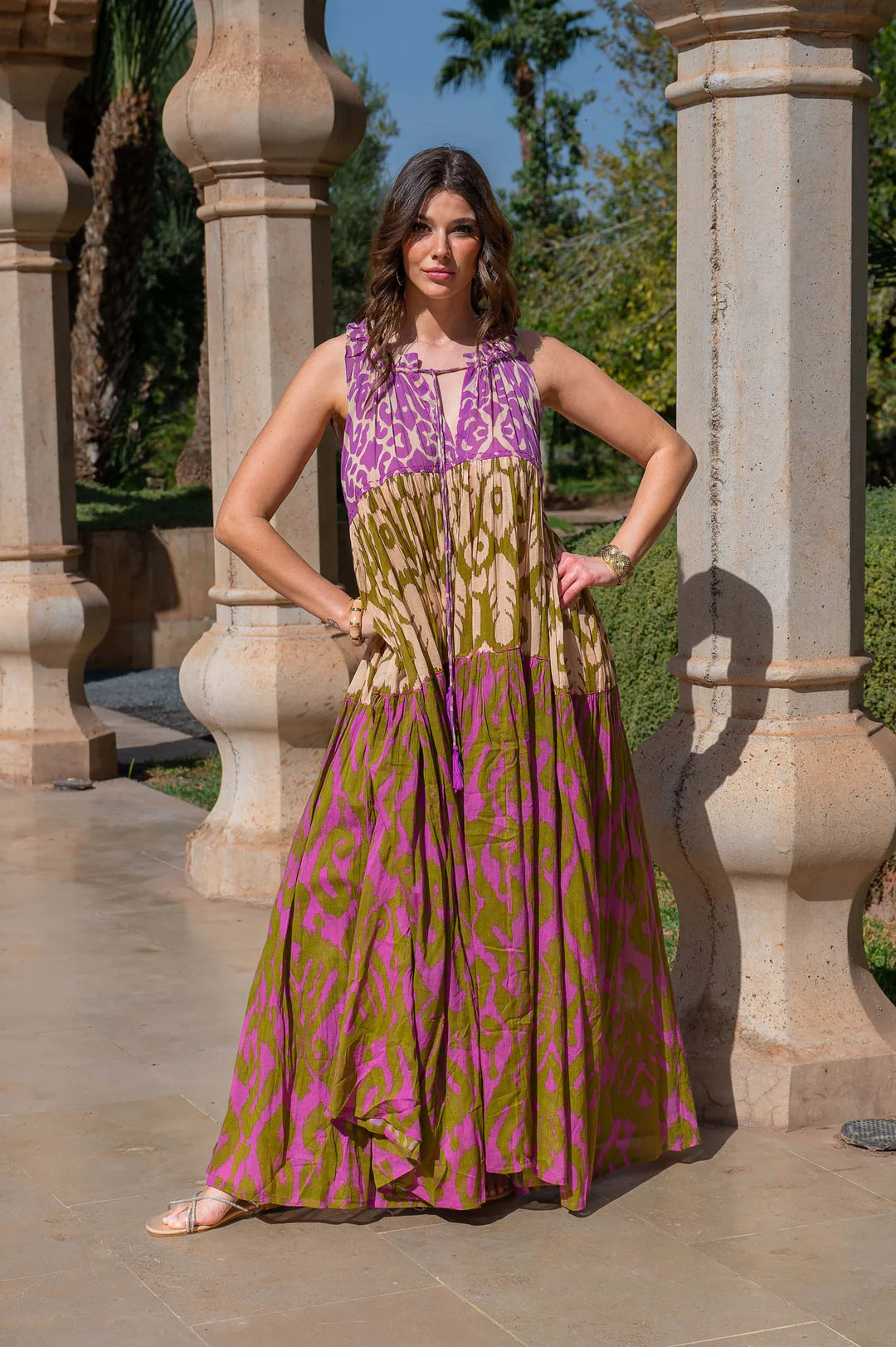 Sleeveless Long Print Dress