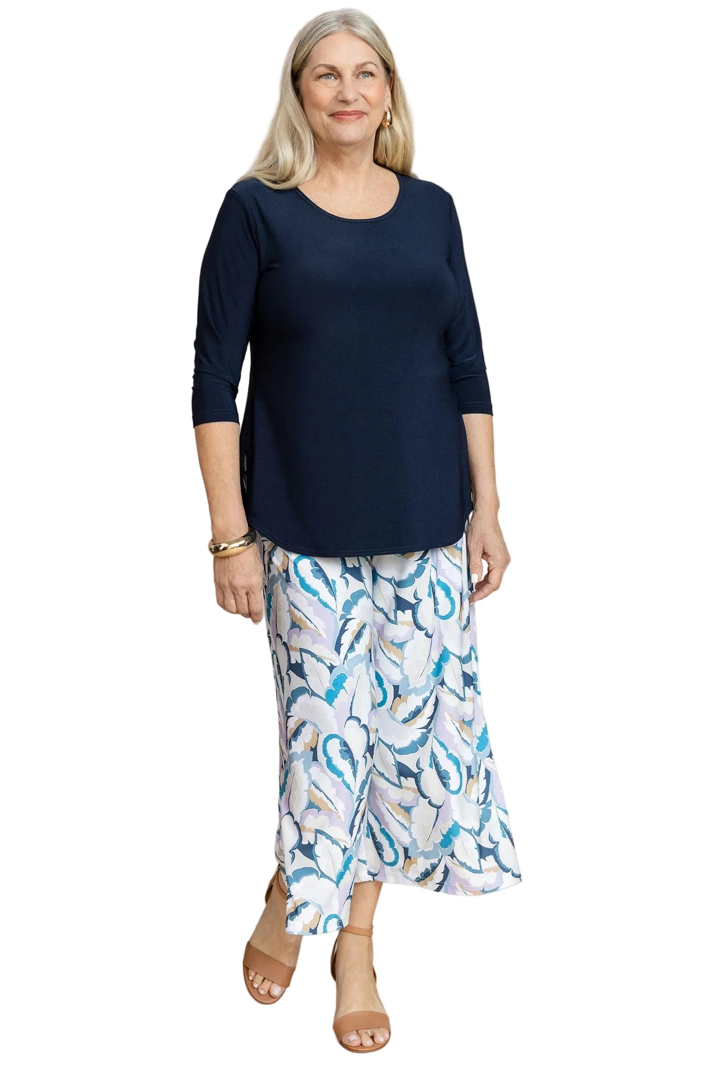 Side Slit Wide Capri, Print