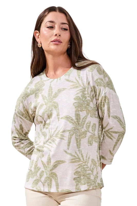 3/4 Sleeve Crew Neck Top