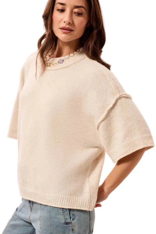 Lofty Elbow Slv. Crew Neck Sweater