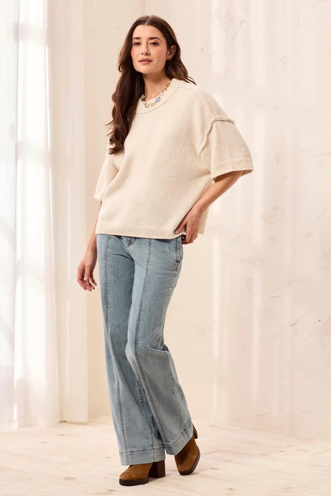 Lofty Elbow Slv. Crew Neck Sweater