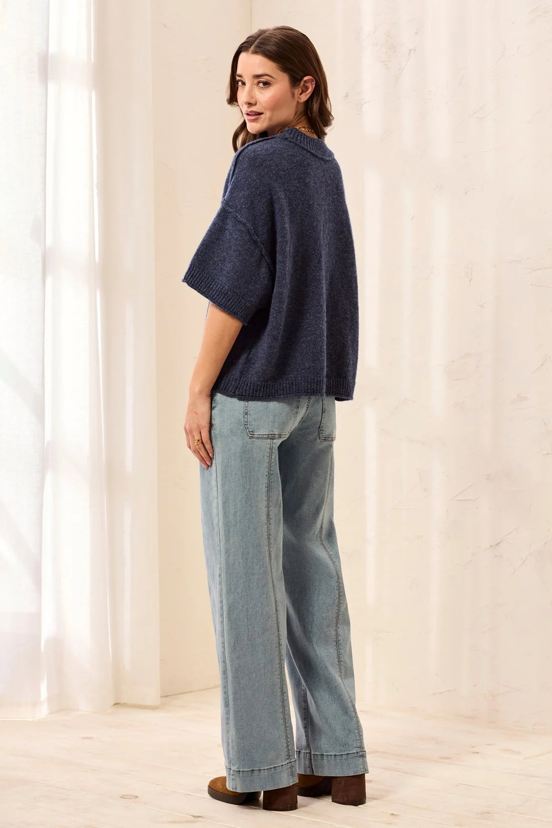 Lofty Elbow Slv. Crew Neck Sweater