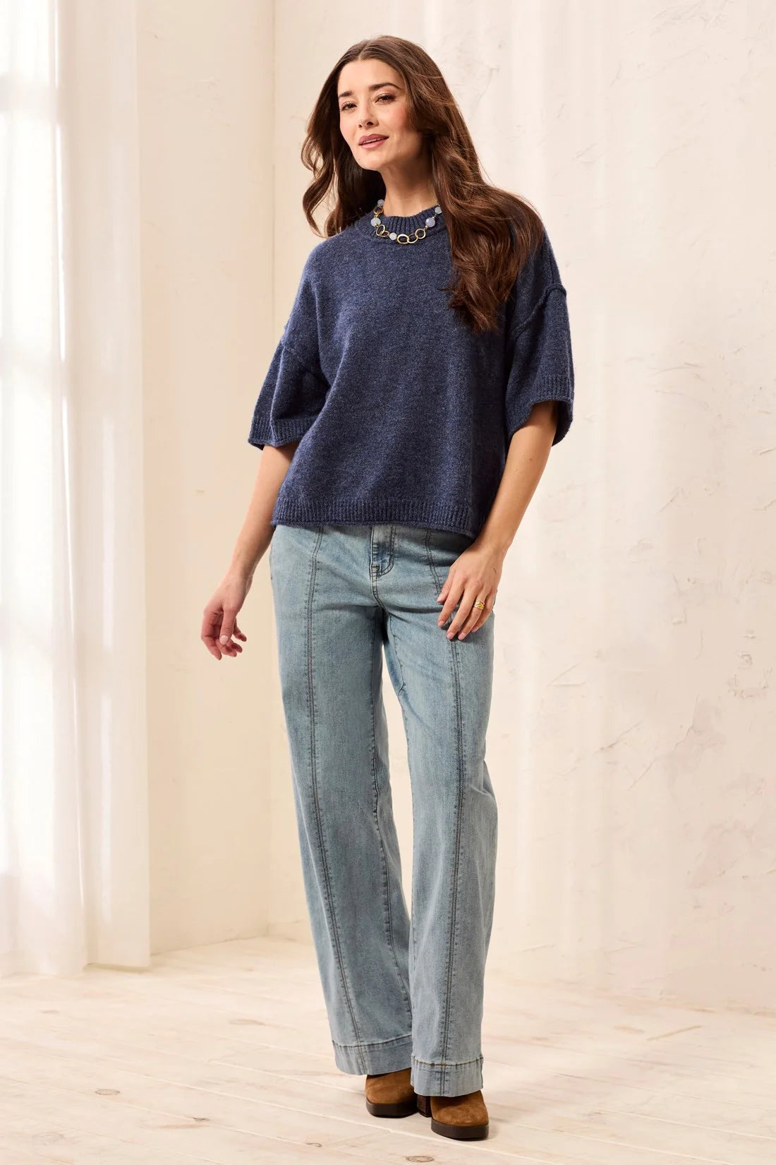 Lofty Elbow Slv. Crew Neck Sweater
