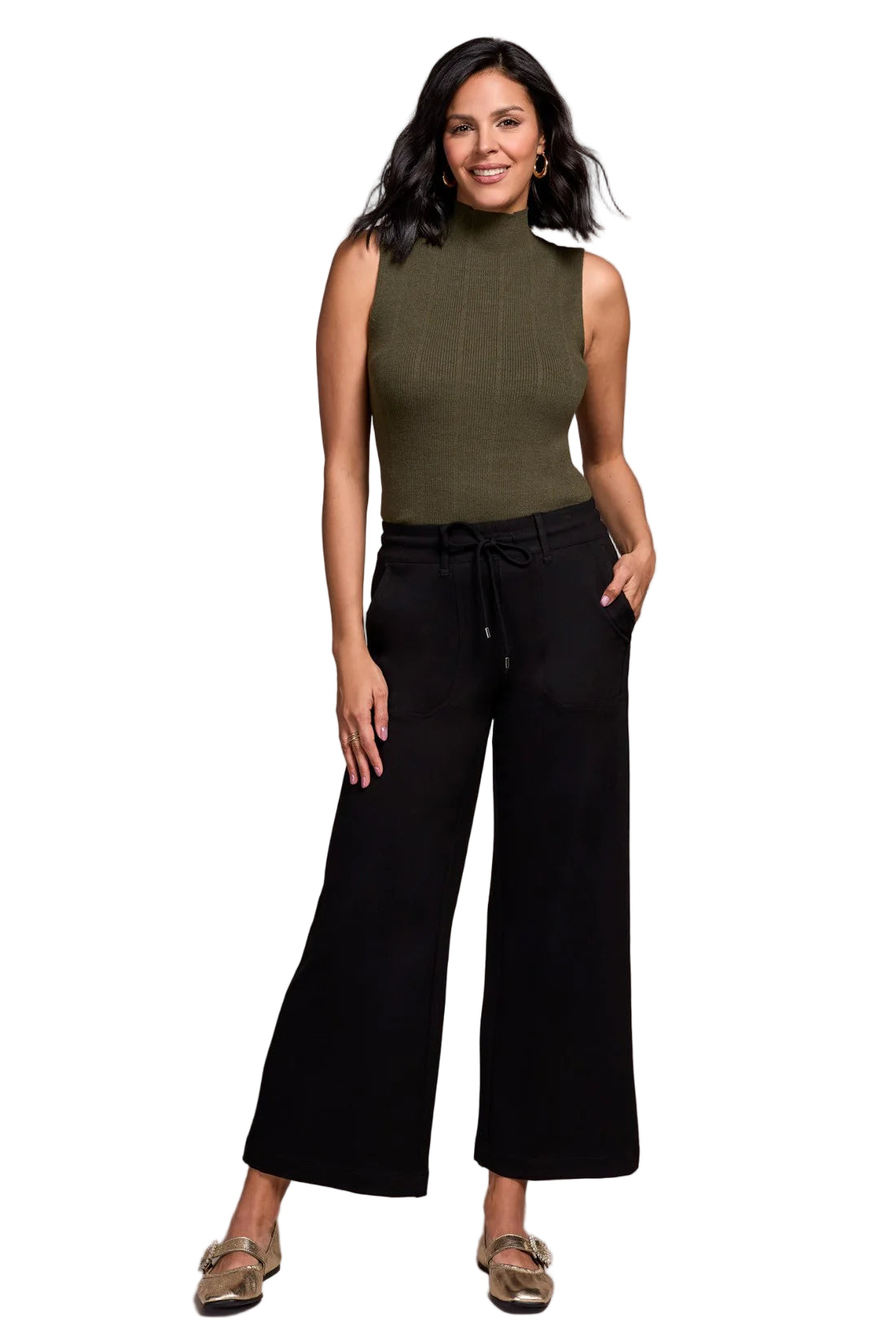 Stretch Ponte Palazzo Pull-On Pants