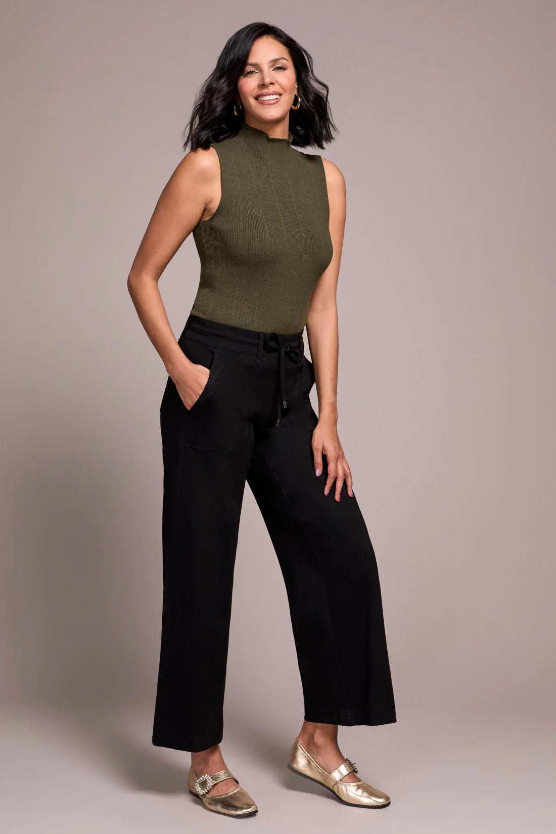 Stretch Ponte Palazzo Pull-On Pants