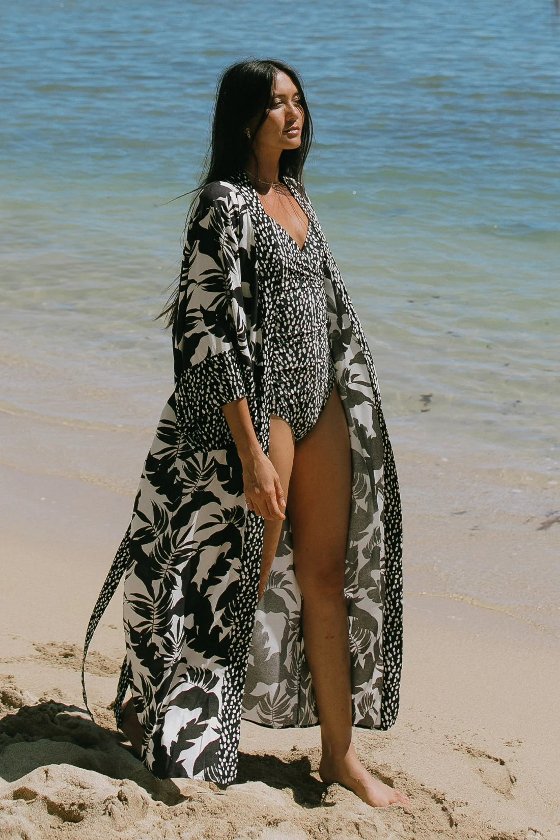 Flare Sleeve Tie-Waist Duster