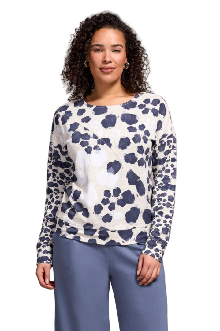 French Terry Long-Sleeve Crew Neck Top