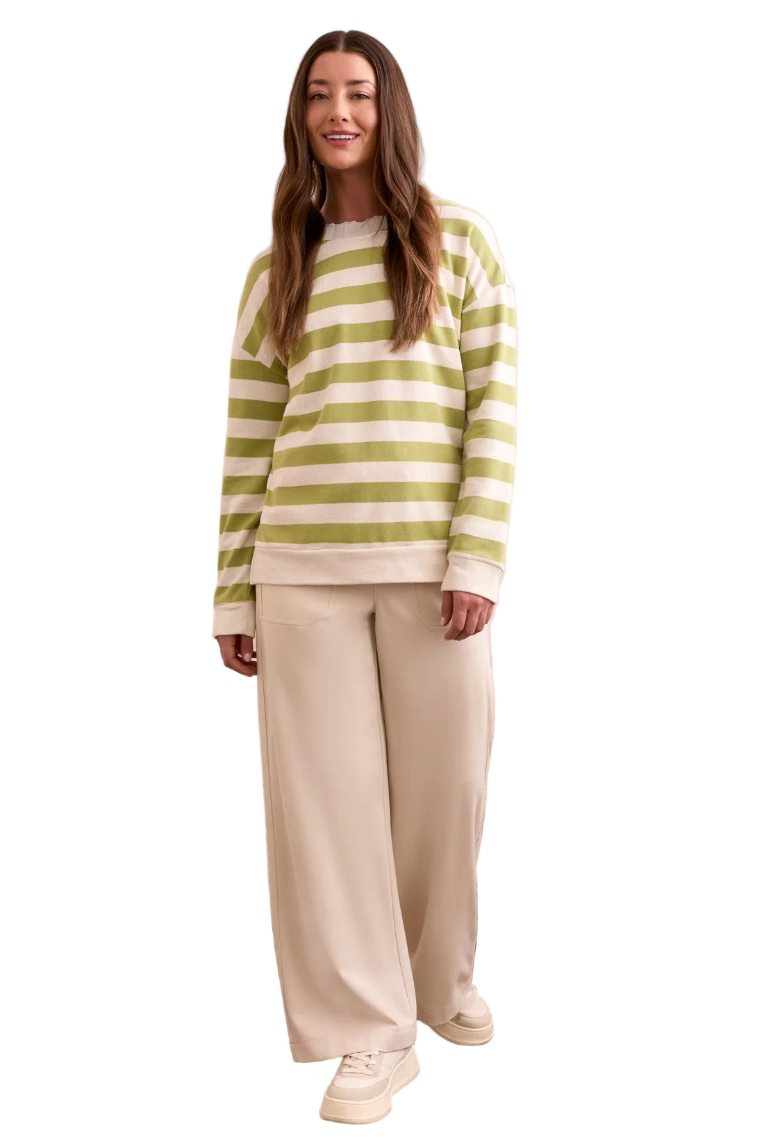 L/S Crewneck Top with Rib Detail