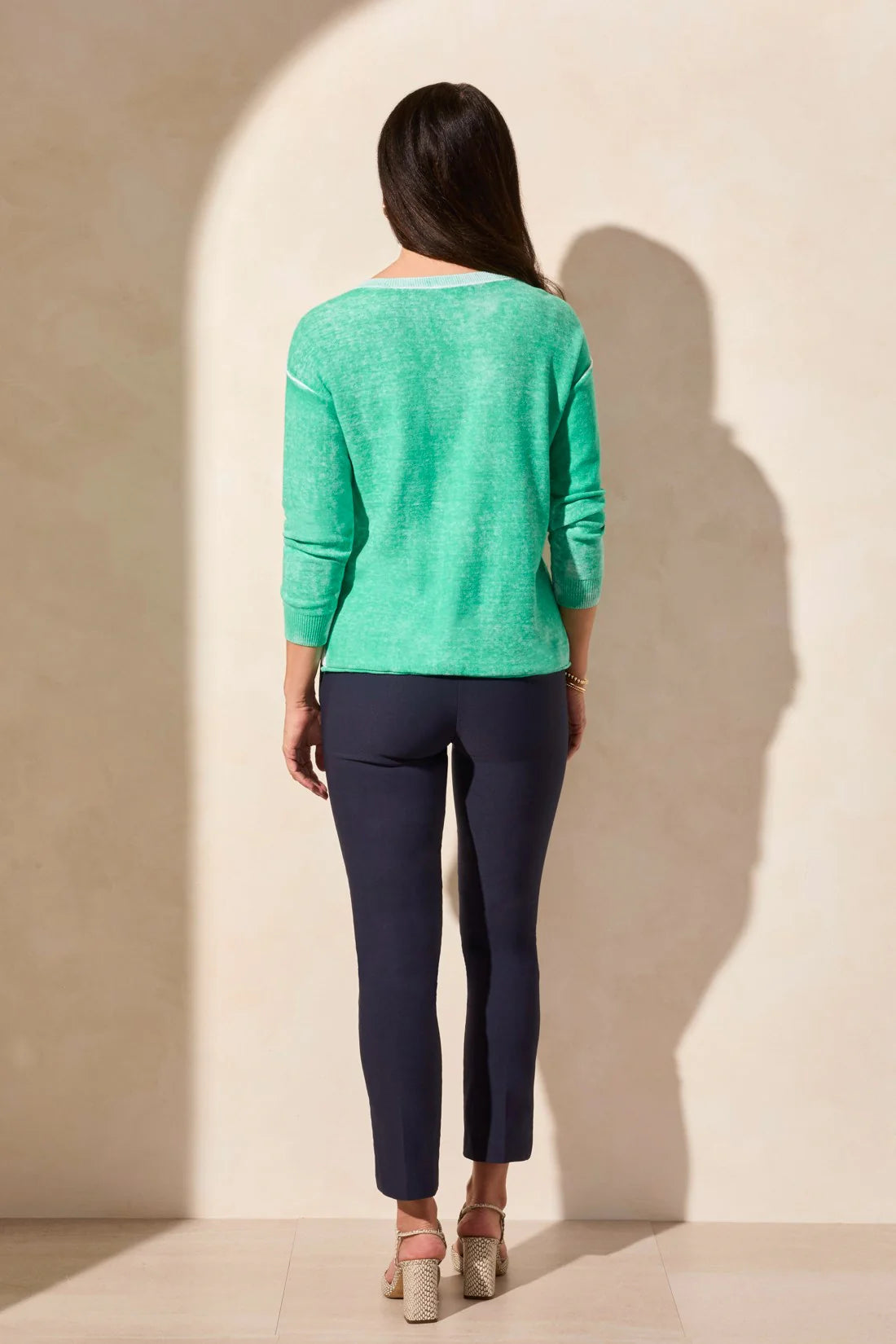 Lightweight Cotton V-Neck Sweater With Special Wash