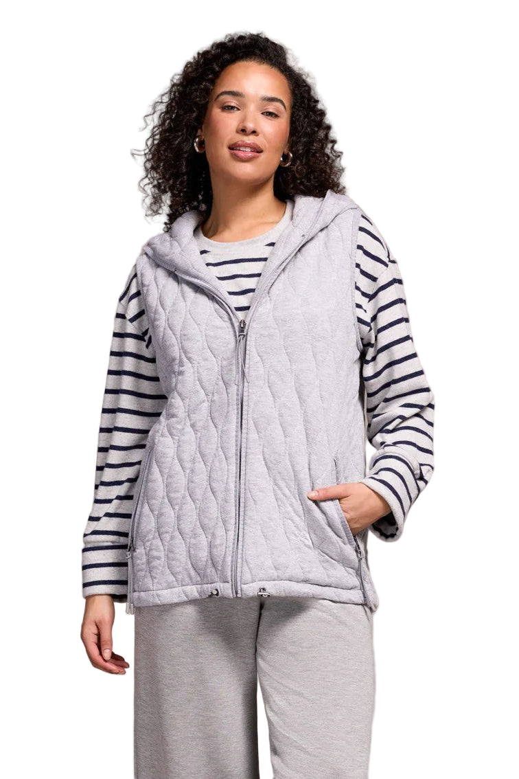 Quilted Cotton Long Hooded Vest