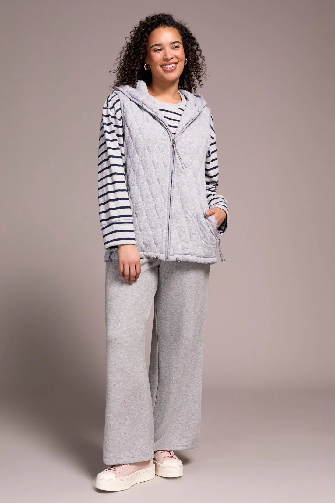 Quilted Cotton Long Hooded Vest