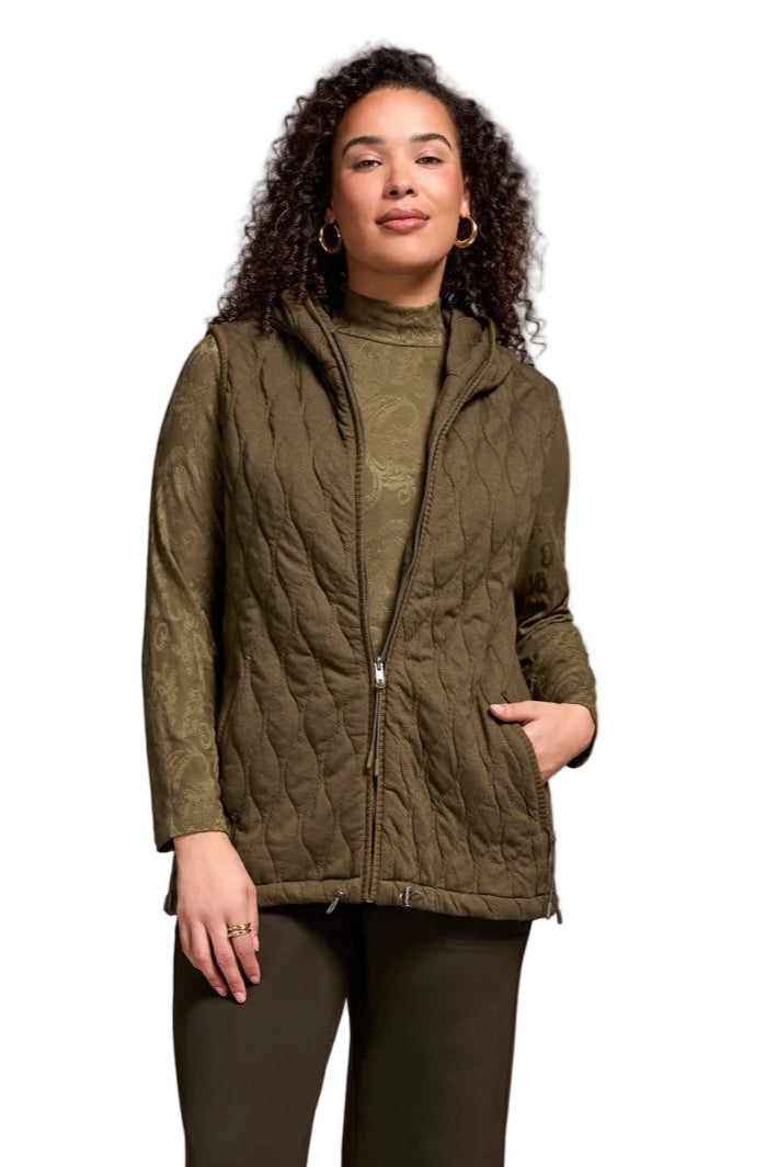 Quilted Cotton Long Hooded Vest