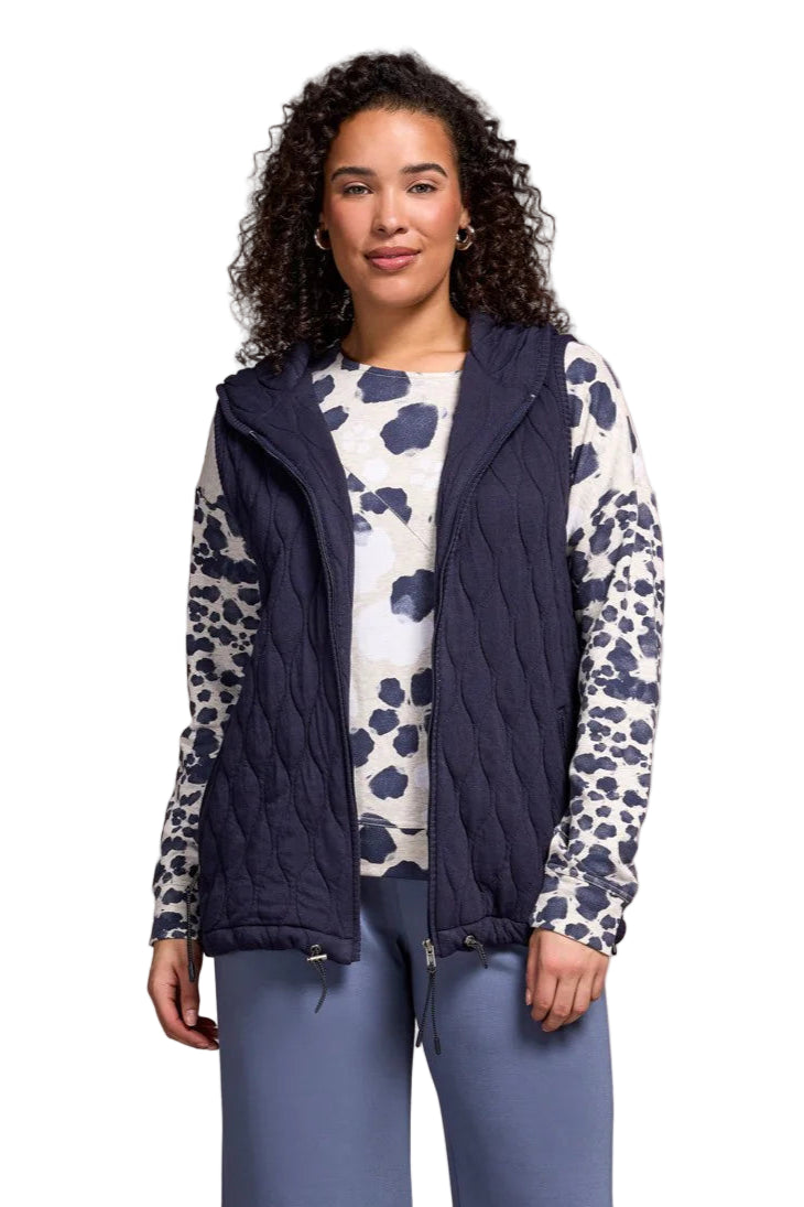 Quilted Cotton Long Hooded Vest
