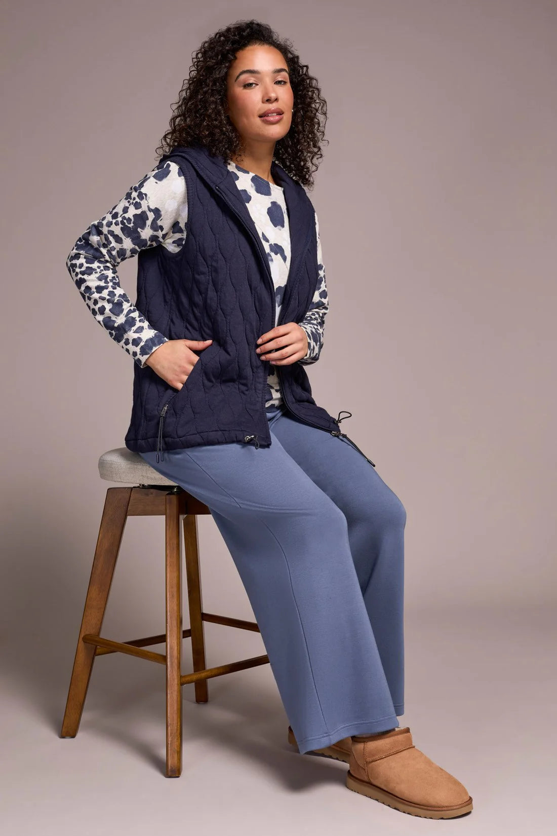 Quilted Cotton Long Hooded Vest