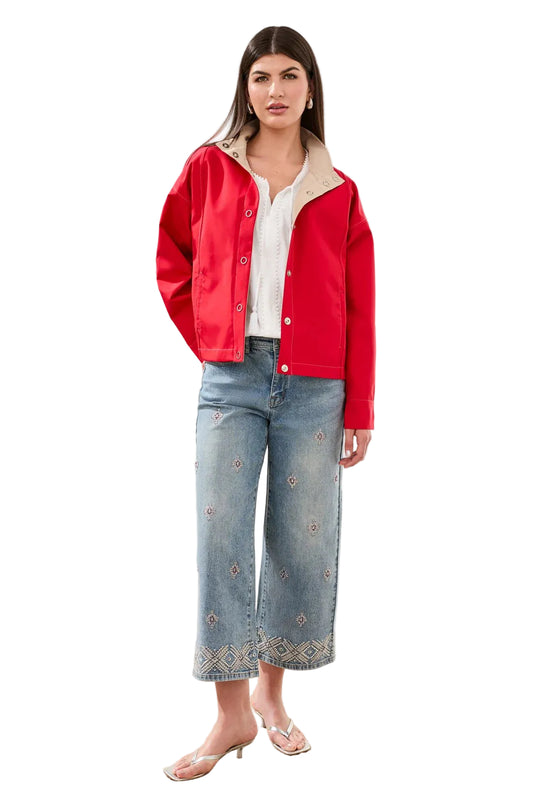 Reversible Snap Front High Collar Resort Jacket