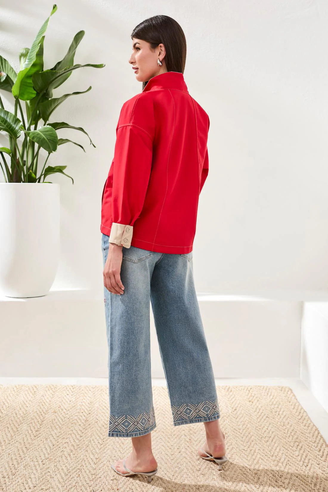 Reversible Snap Front High Collar Resort Jacket
