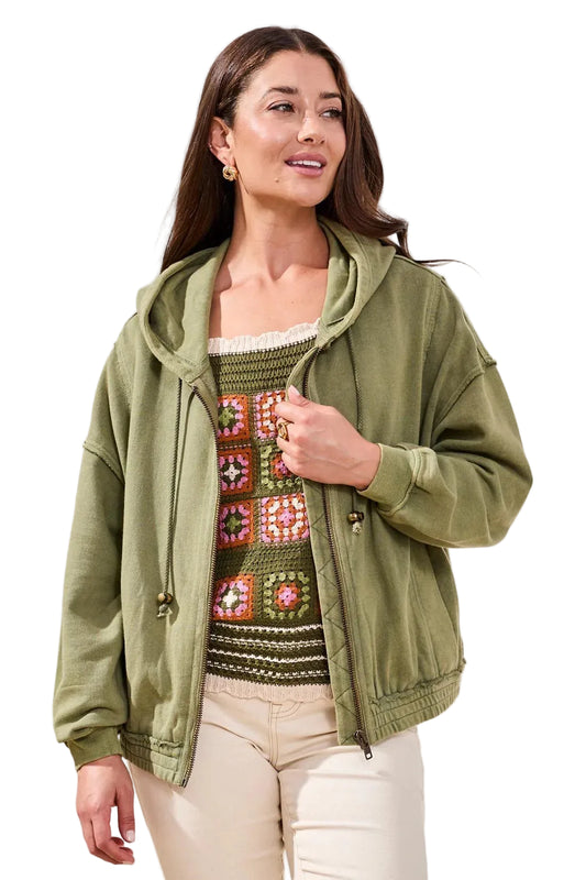 Special Wash Drop Shoulder Zip Up Hoddie