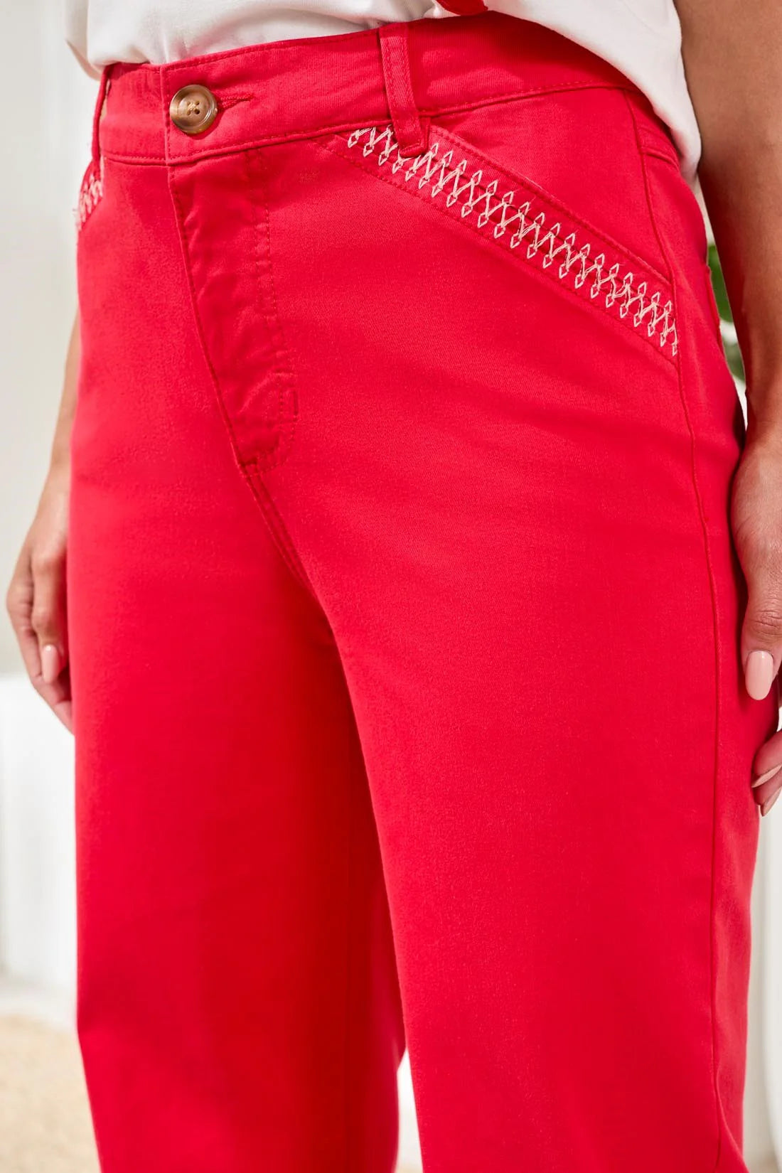 Comfort Stretch Kick Flare Pants W Topstitch Pockets