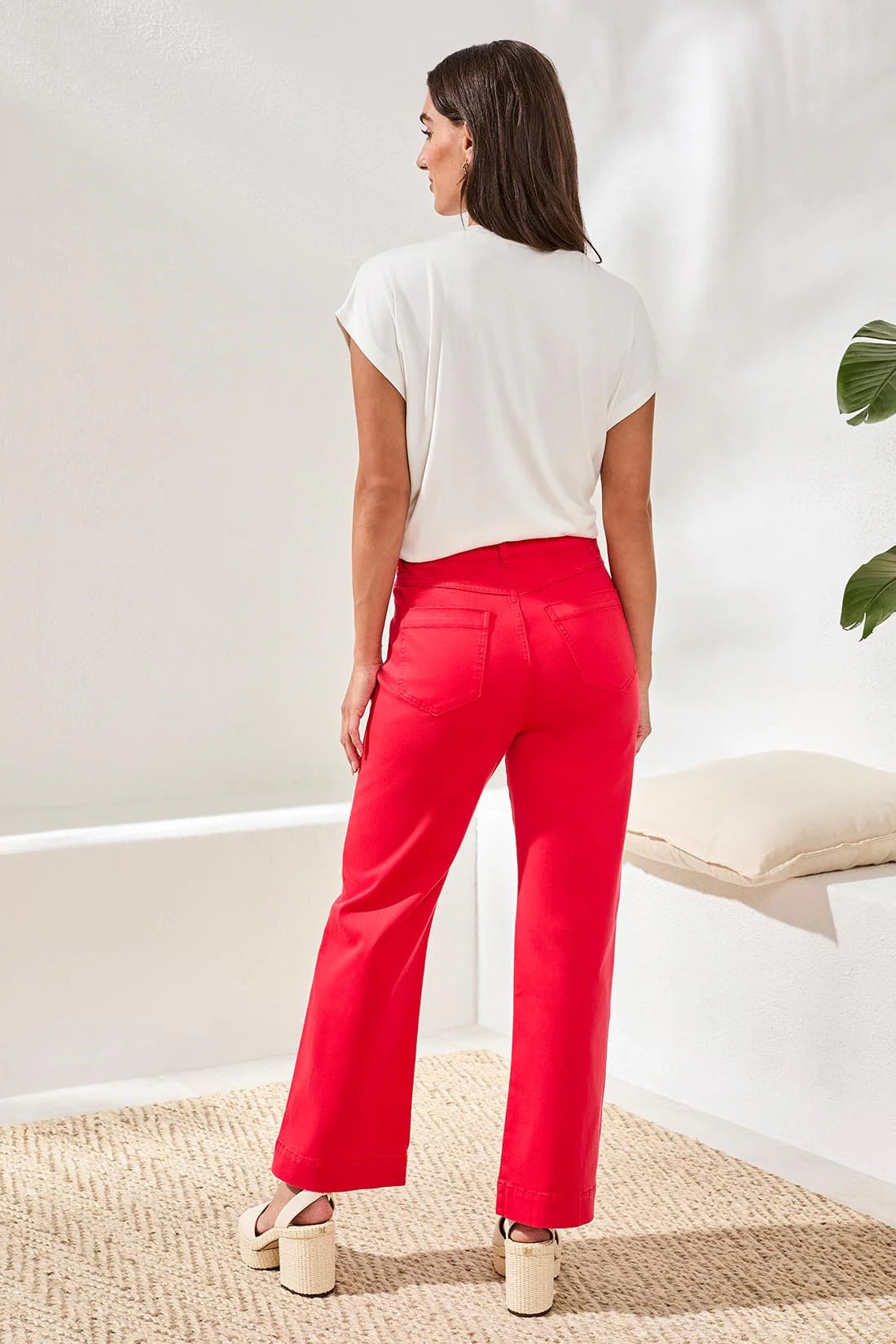 Comfort Stretch Kick Flare Pants W Topstitch Pockets