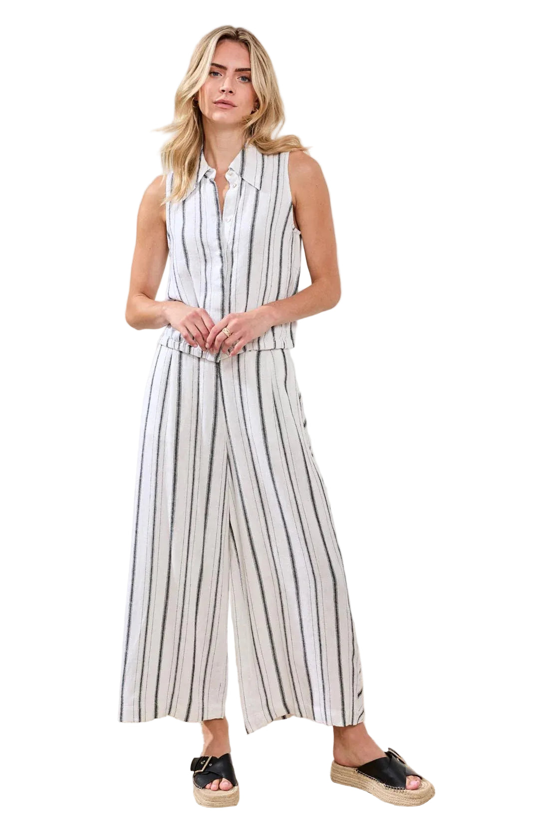 Soft Linen Flowy Wide Leg Crop Pants