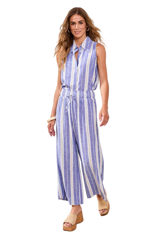 Flowy Linen Wide Leg Pants with Elastic Waist