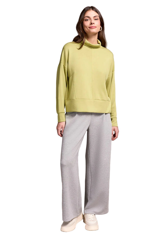 Techno Lux Drop Shoulder Funnel Neck Knit Top