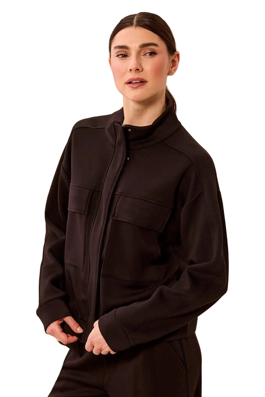 Techno Lux Mock Neck Zip Front Jacket