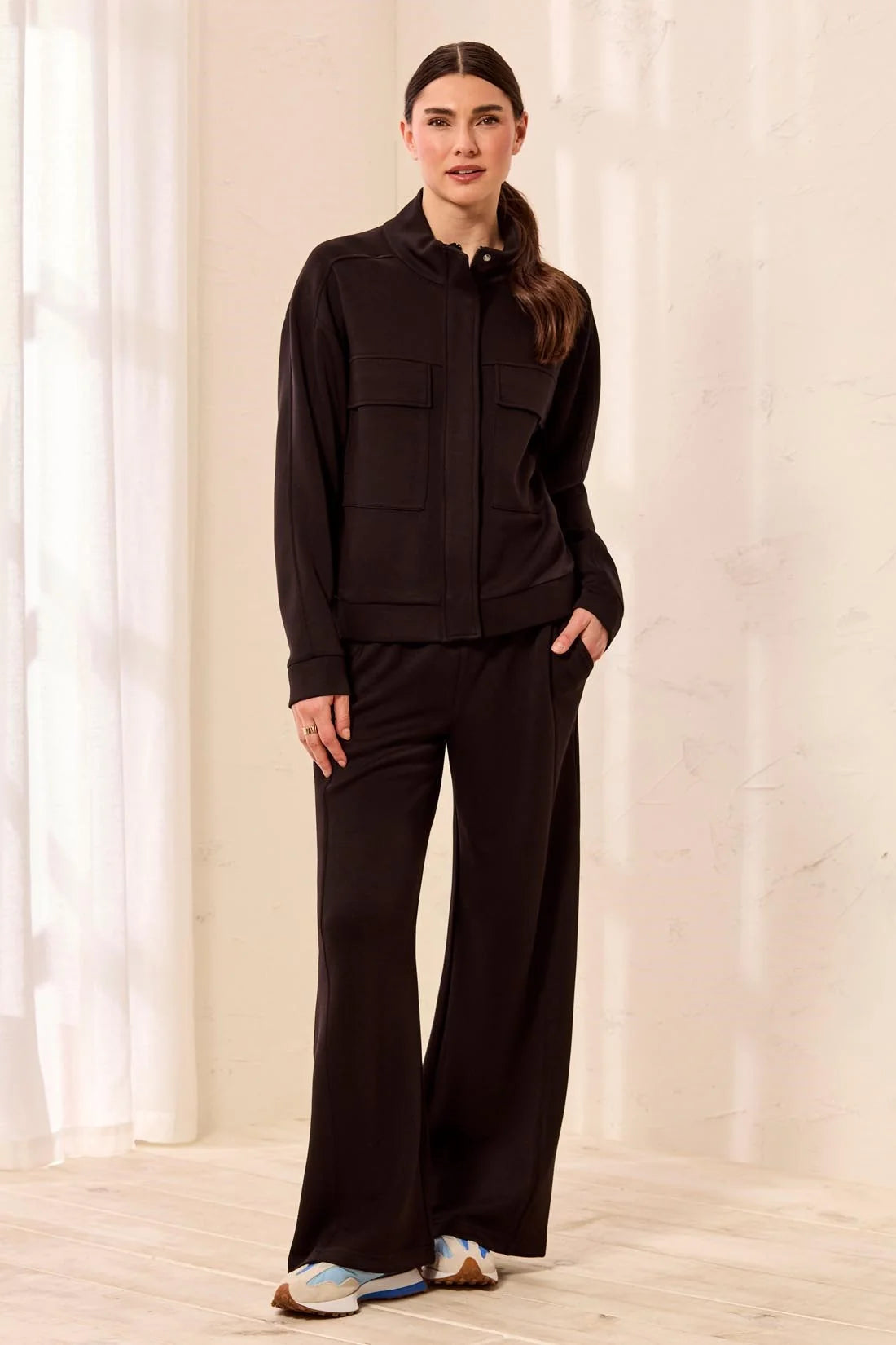 Techno Lux Mock Neck Zip Front Jacket
