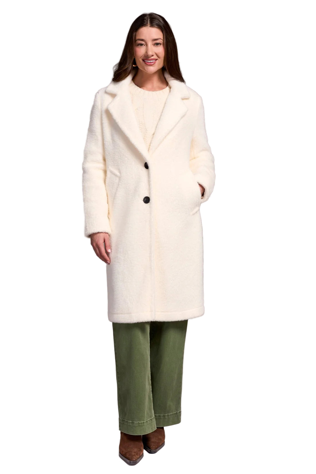 Soft Plush Button-Front Coat