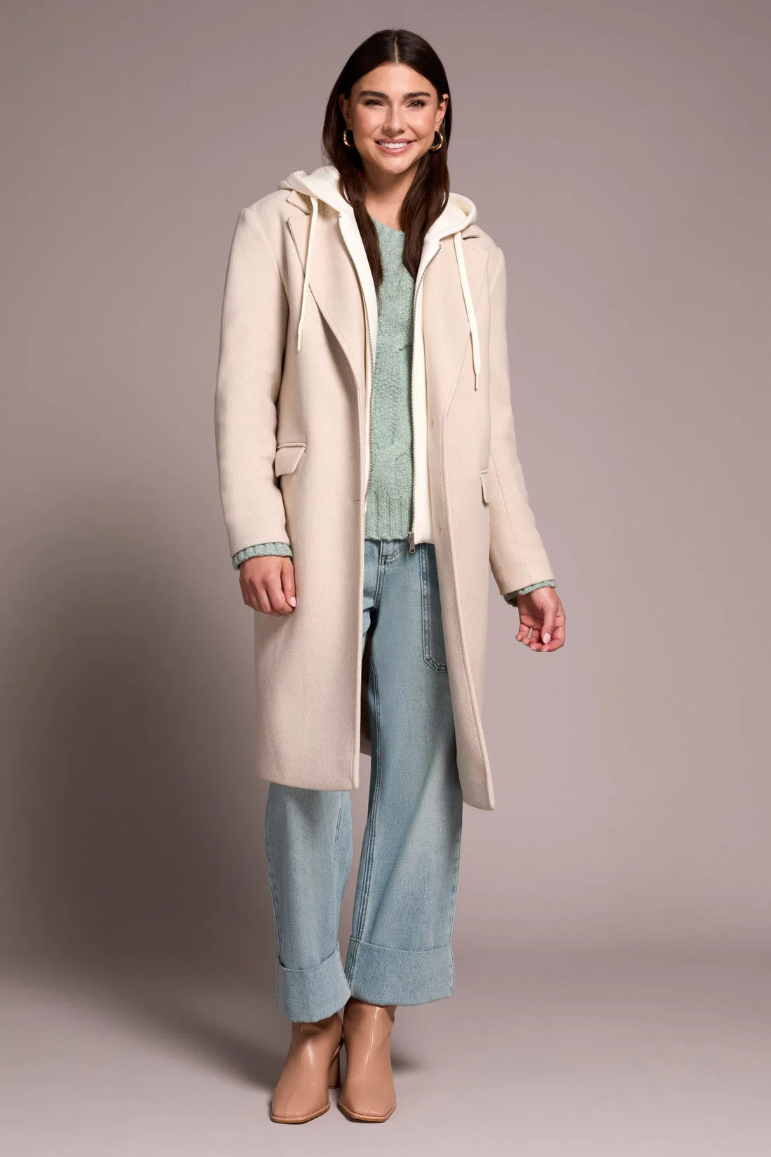 Ultra-Soft Knit Coat With Removable Fooler Hoodie