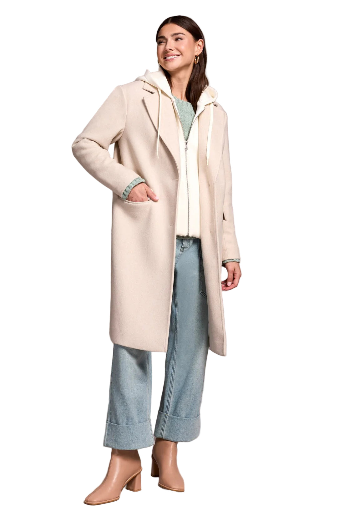 Ultra-Soft Knit Coat With Removable Fooler Hoodie
