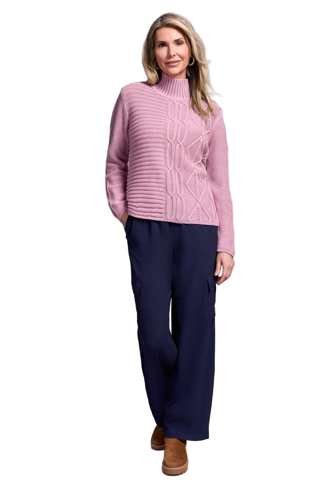 Mock Neck Sweater with Special Wash